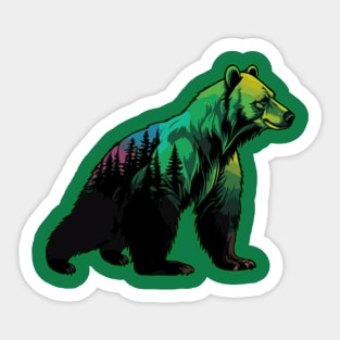 Bear Forest Double Exposure Sticker